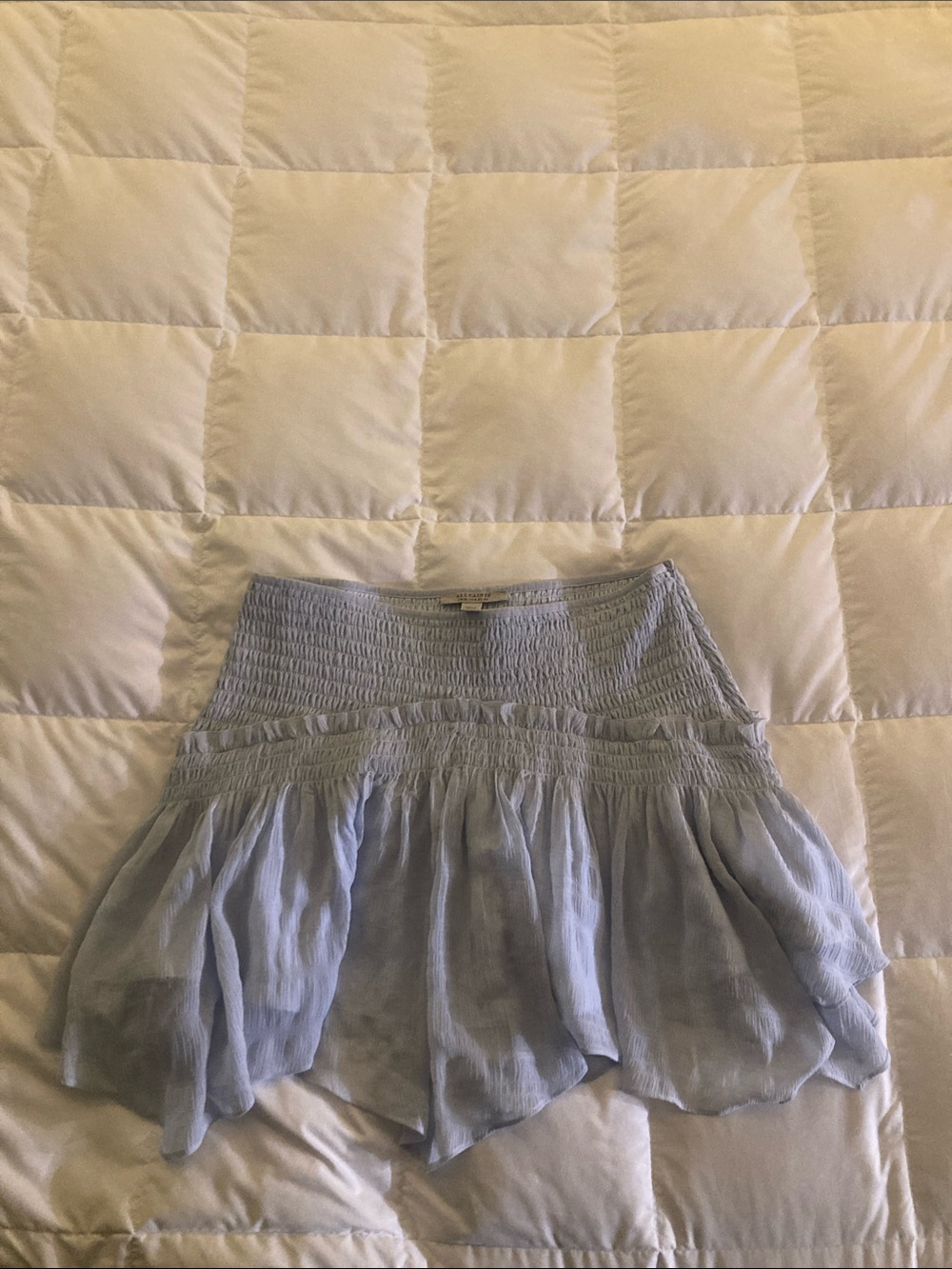 All Saints Light Blue Ruffled Mini Skirt